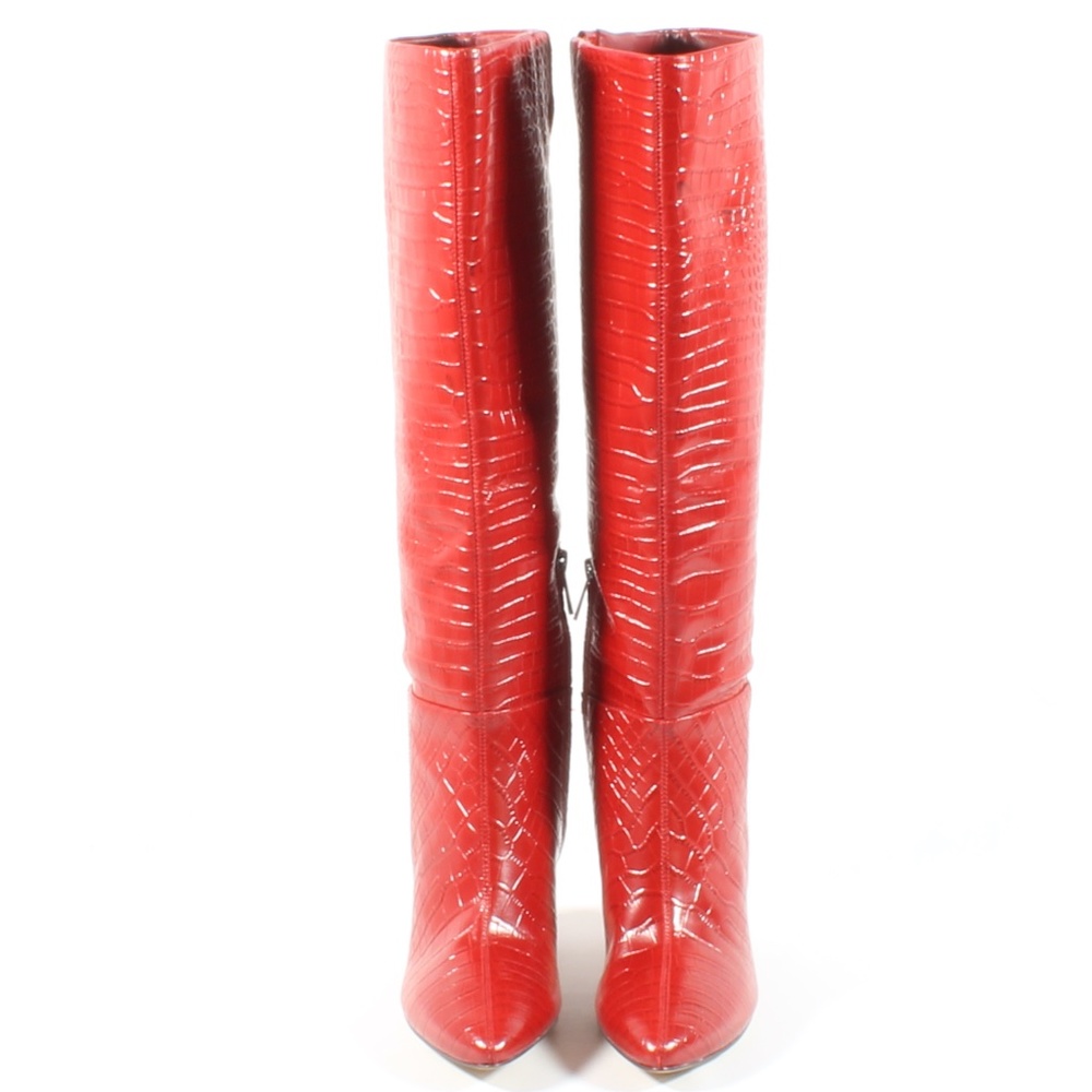 Sam Edelman Raakel Knee High Red Crocodile Boots - Picture 2 of 10
